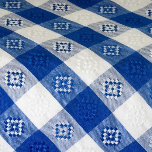 Blue & White Checked Umbrella Table Linen