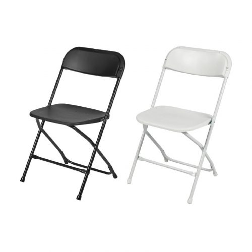 Black and White Plastic Folding Chairs