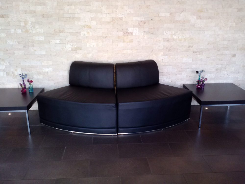 Black leather lounge