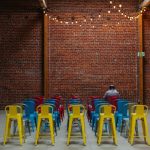 Colorful chairs arranged for party