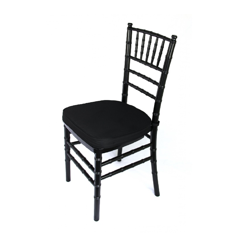 Silver wedding chairs party seat New Black Chiavari Chairs with Black Seat Pad 