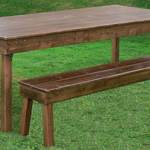 farm table and bench