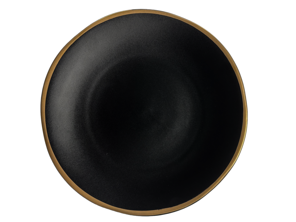 heirloom charcoal gold rim plate