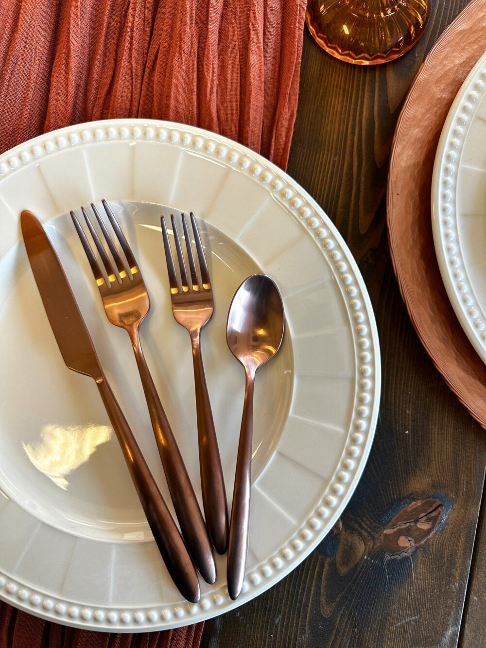 brushed copper flatware
