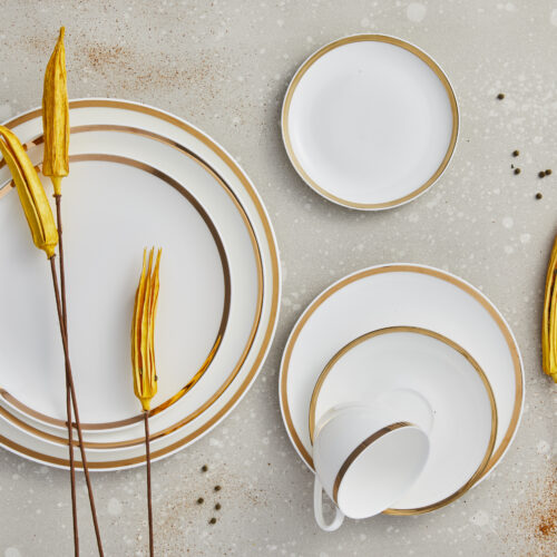 iris gold band dinnerware