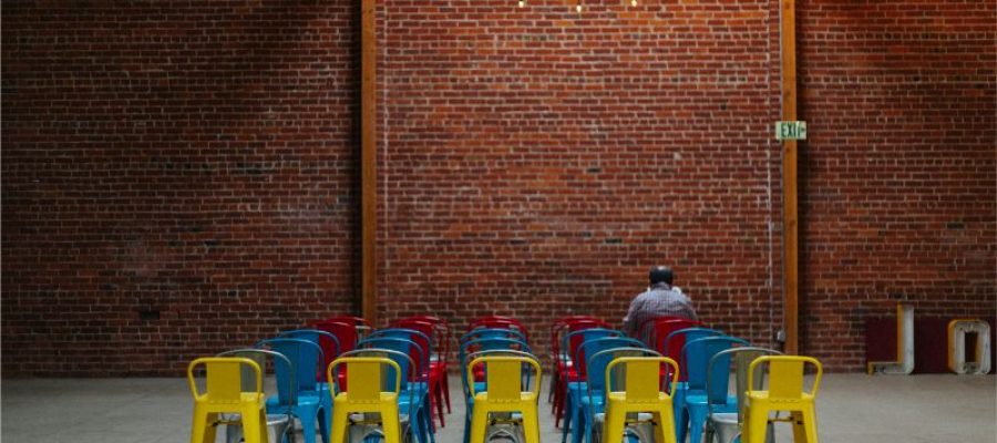 Colorful chairs arranged for party